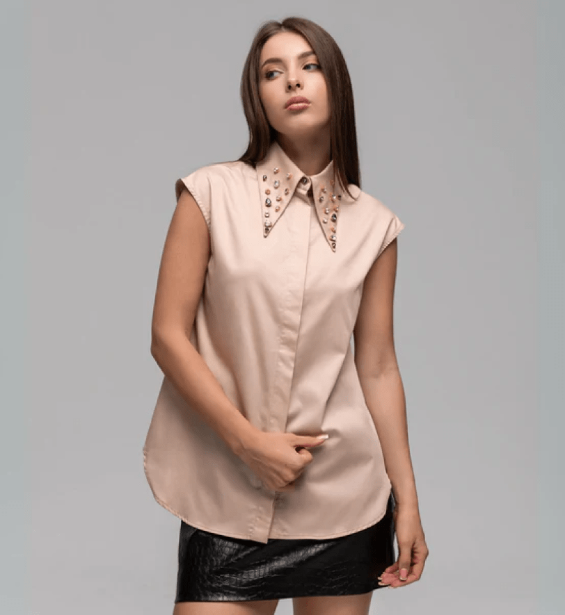 Сорочка Honch Studio задекорована стразами Beige