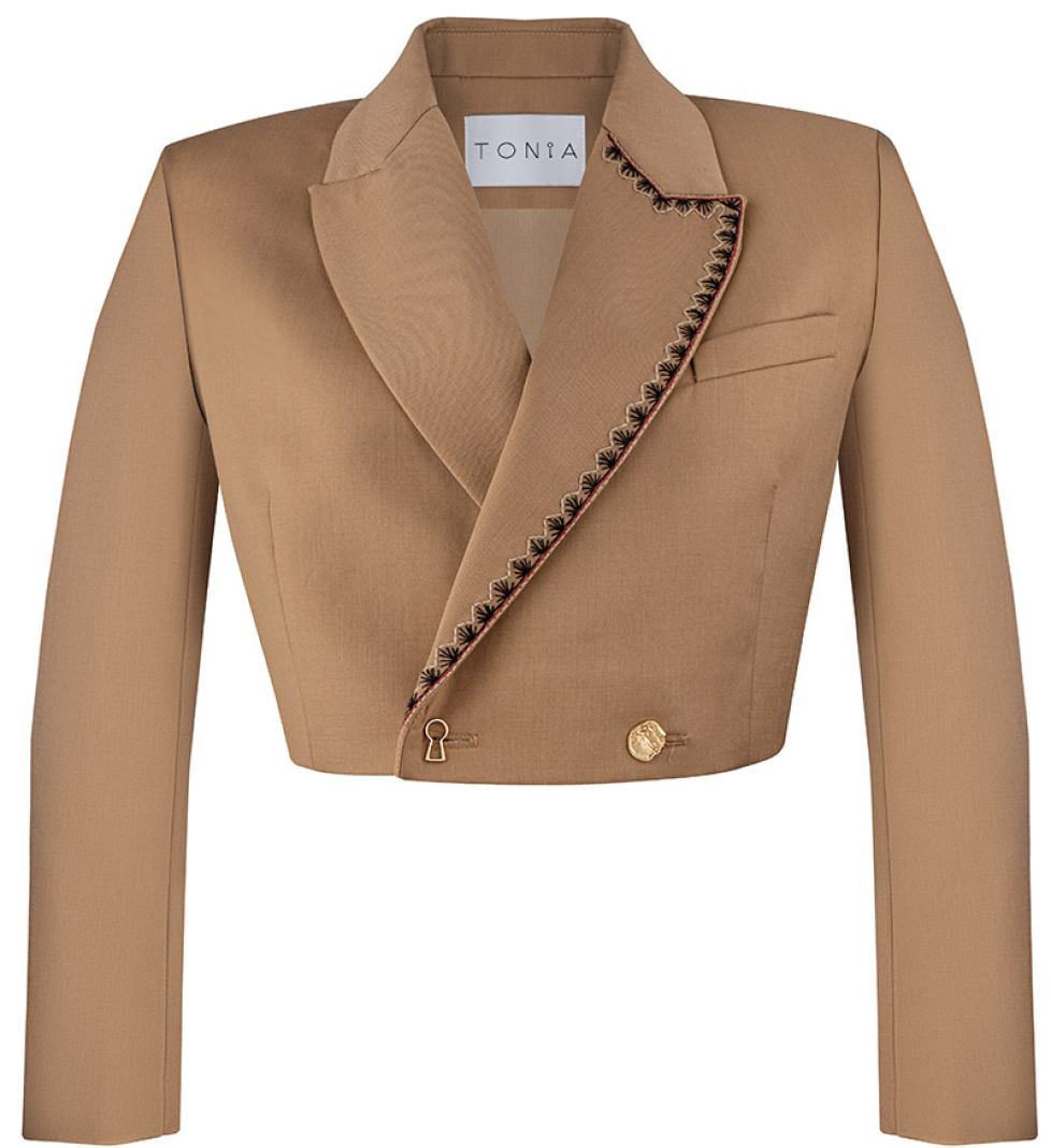 Блейзер TONiA короткий з вишивкою camel
