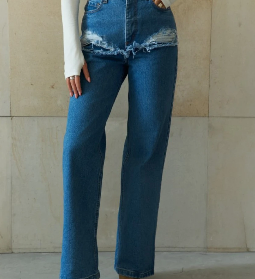 Джинси Distressed BLAZH' прямого крою blue