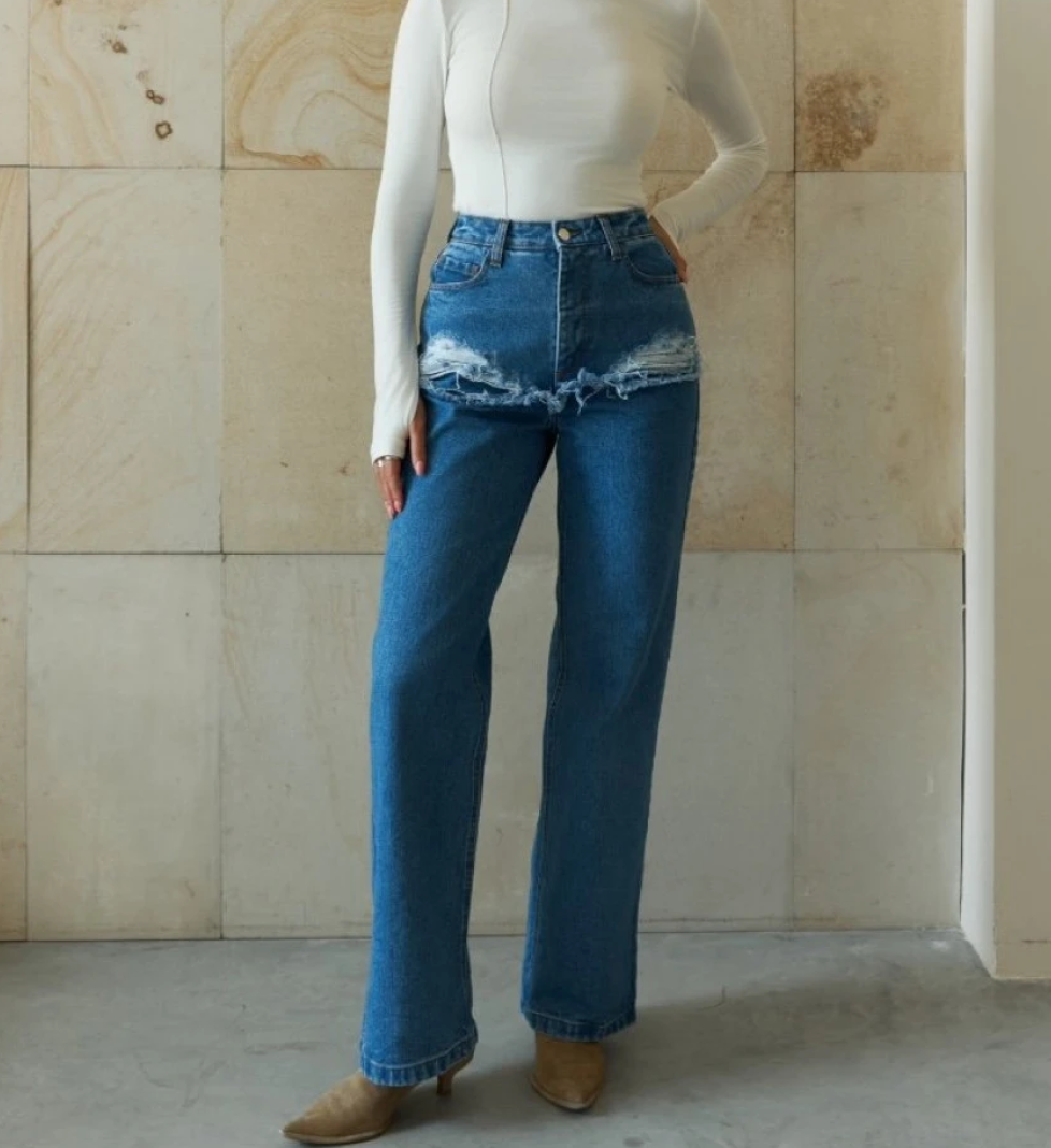 Джинси Distressed BLAZH' прямого крою blue