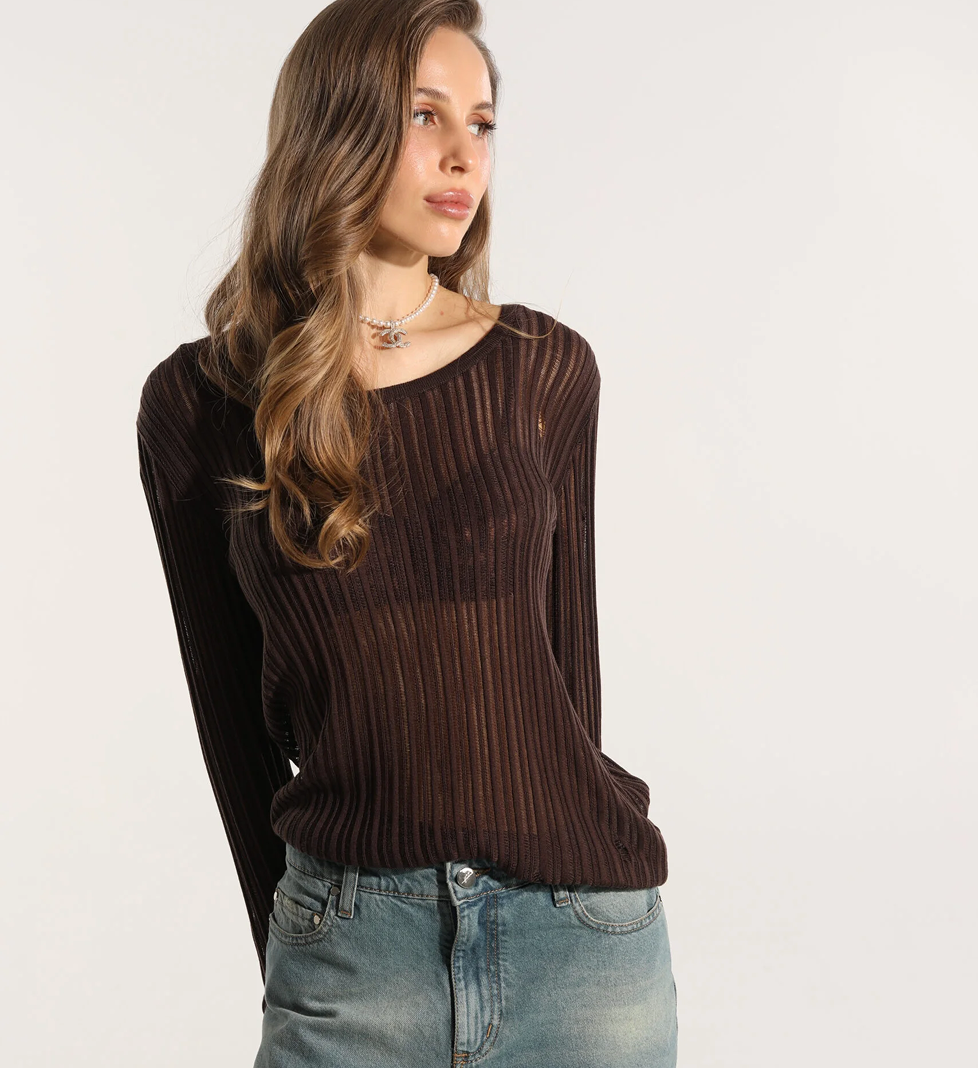 Лонгслів з віскози у шоколадному The7thHeaven