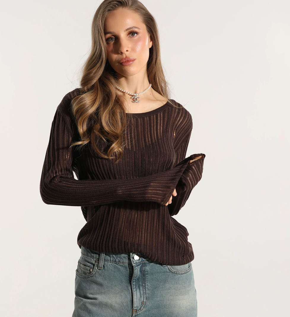 Лонгслів з віскози у шоколадному The7thHeaven