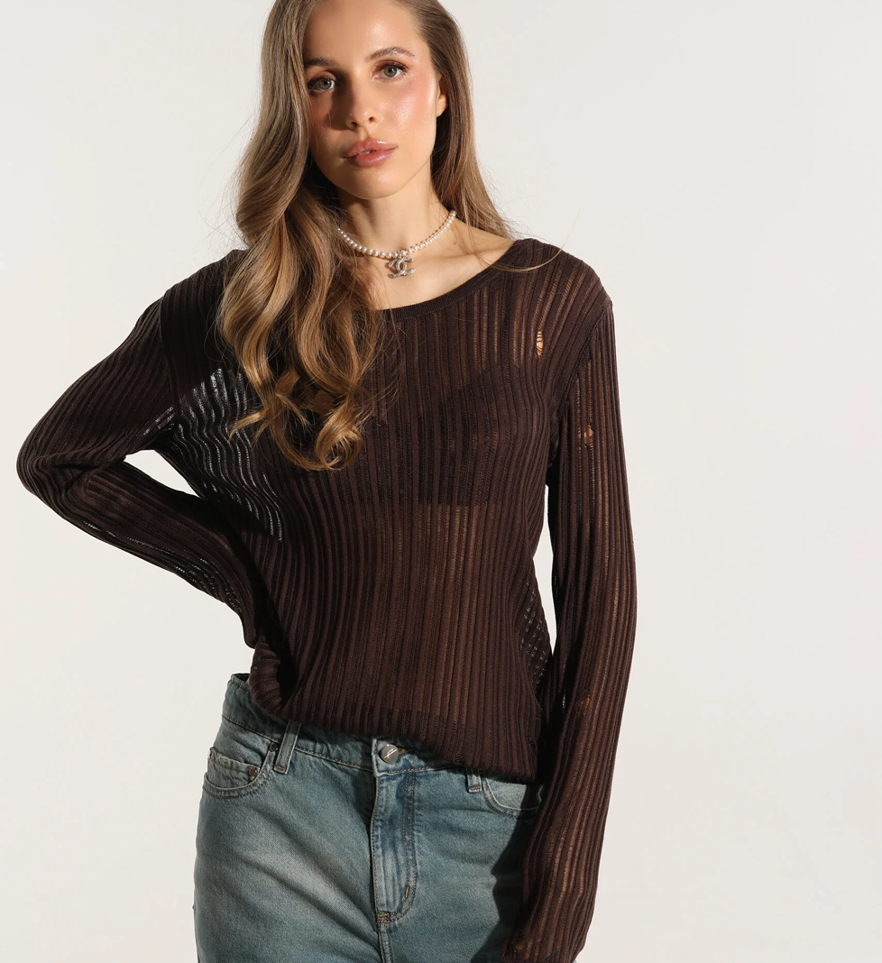 Лонгслів з віскози у шоколадному The7thHeaven