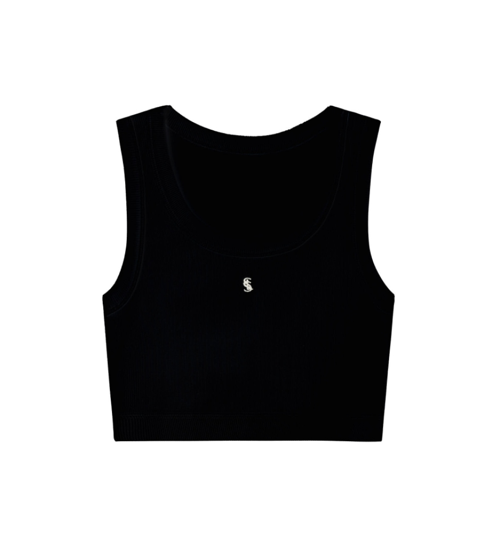 Топ L'essence Studio з вишивкою в рубчик Black