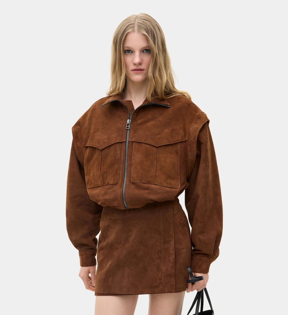Трансформована замшева куртка-бомбер KULAKOVSKY RACHEL whiskey brown