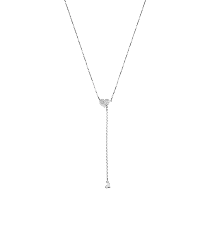 Кольє-трансформер GUZEMA, серденько з діамантами на ланцюжку White Gold