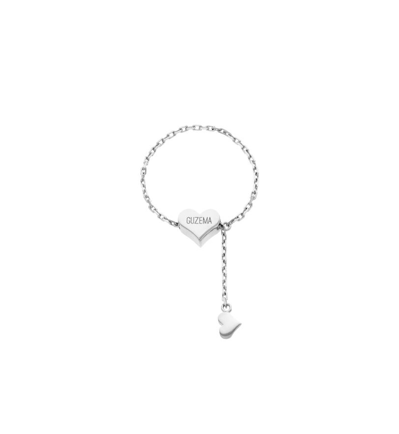 Каблучка-трансформер GUZEMA, серденько на ланцюжку White Gold