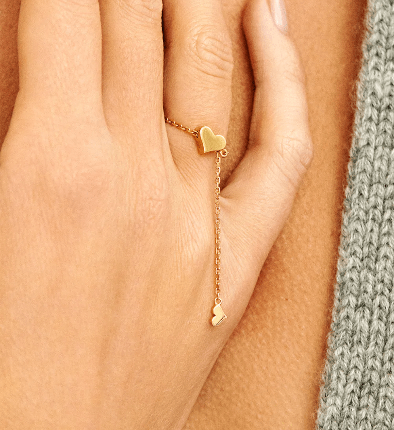 Каблучка-трансформер GUZEMA, серденько на ланцюжку Gold