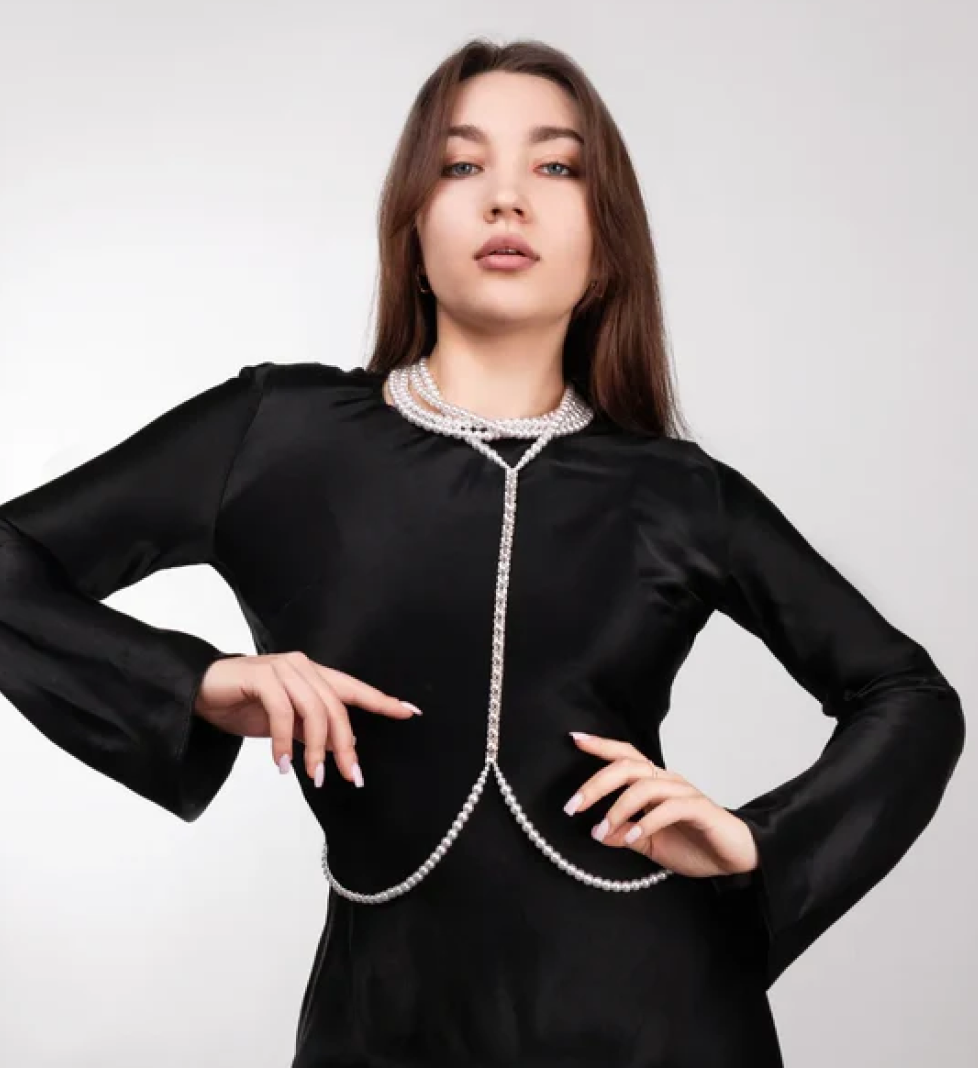 Портупея-трансформер Кері Honch Studio з перлин та страз White