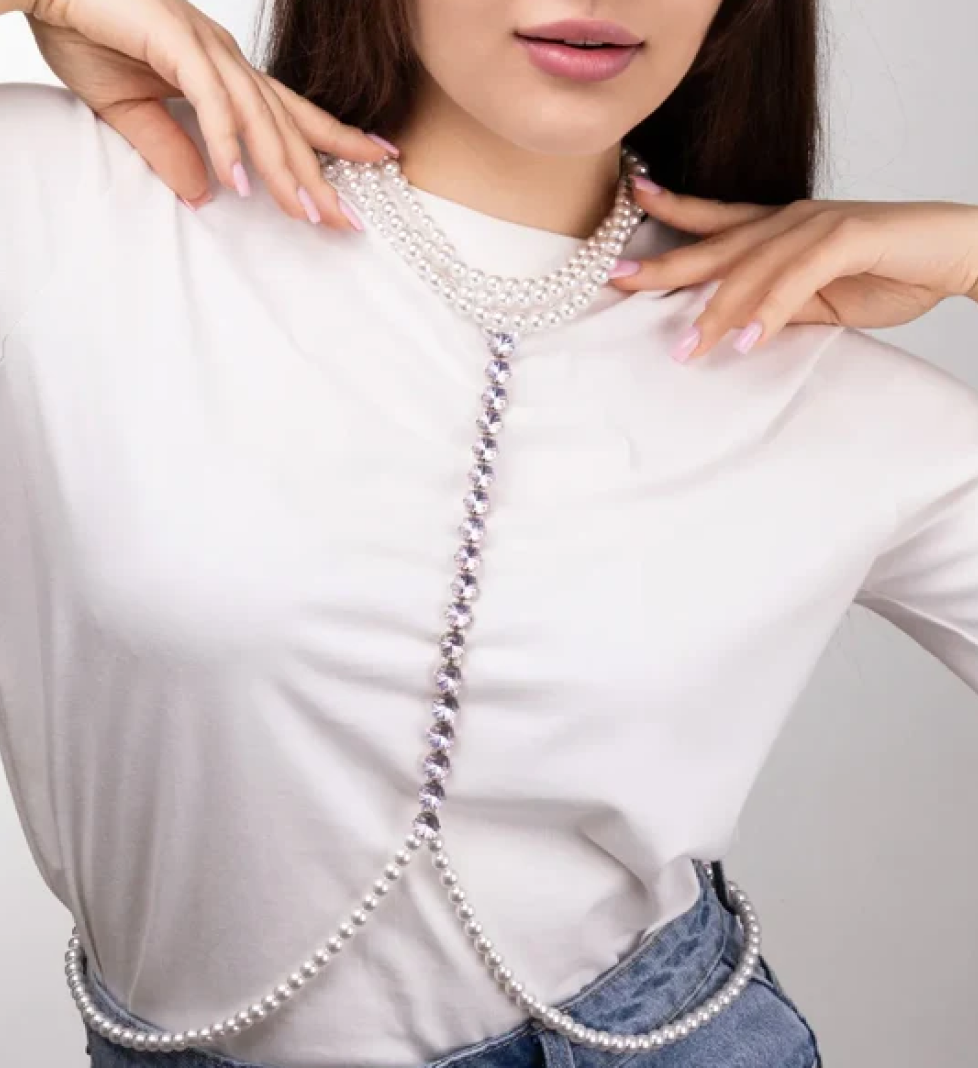 Портупея-трансформер Джині Honch Studio з перлин та страз Violet