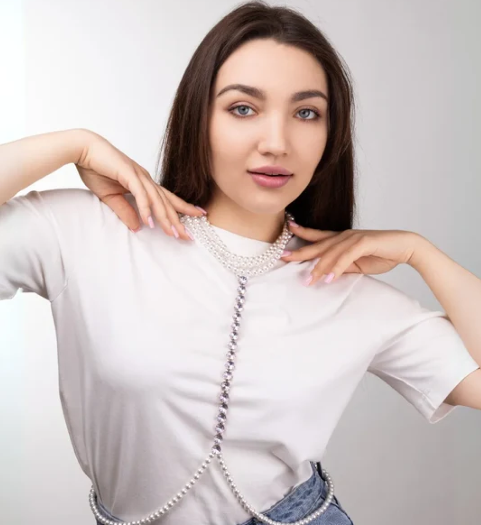 Портупея-трансформер Джині Honch Studio з перлин та страз Violet