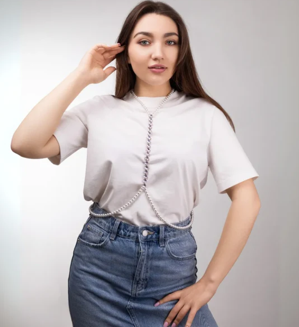 Портупея-трансформер Джині Honch Studio з перлин та страз Violet