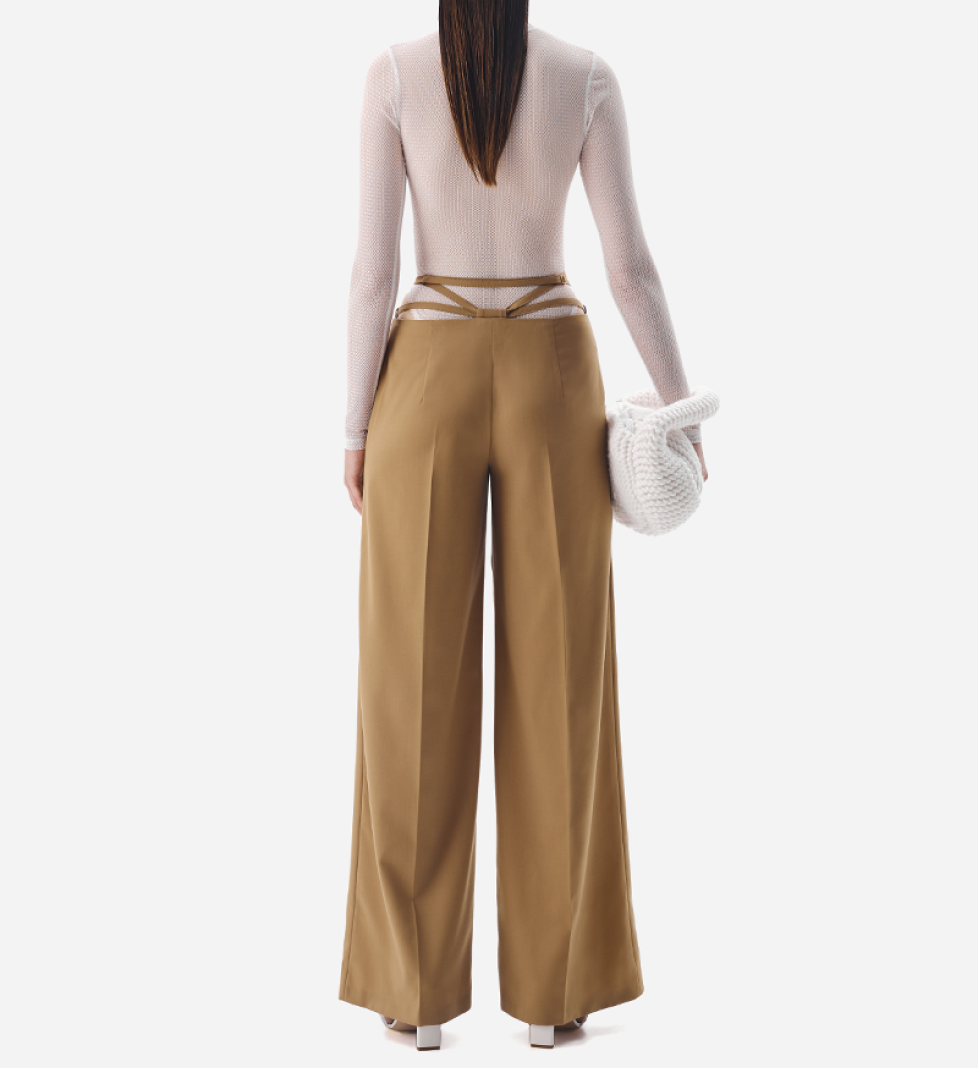 Брюки TONiA на зав’язках з вишивкою camel