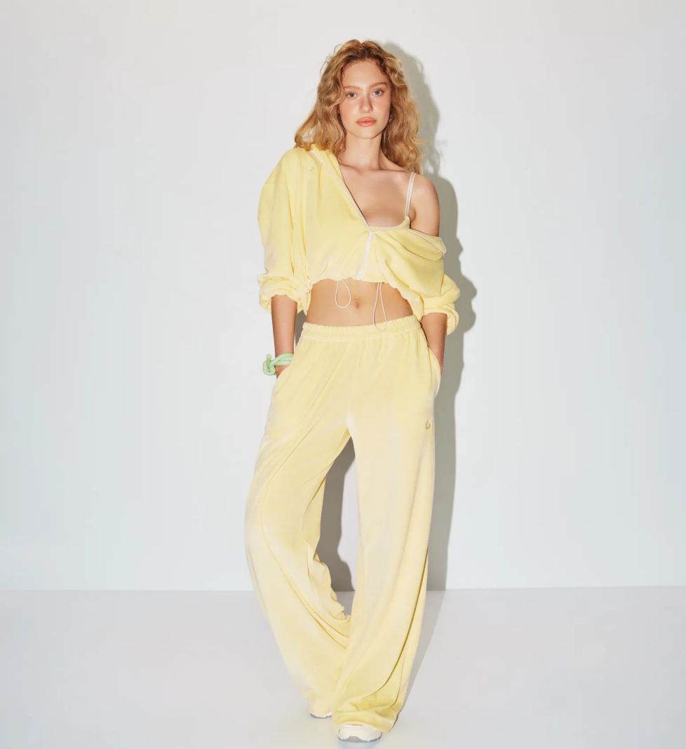 Велюровий костюм 044 GARDEN з палаццо lemon