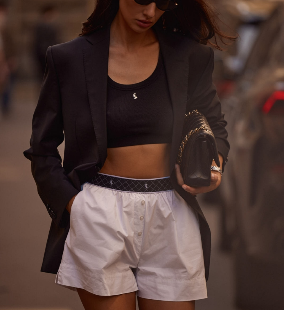 Шорти L’essence Studio з бавовни з білим логотипом