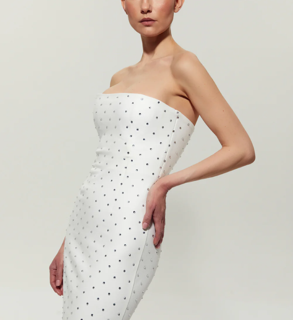 Міді-сукня SEMENENKO з розрізом прикрашена кристалами white