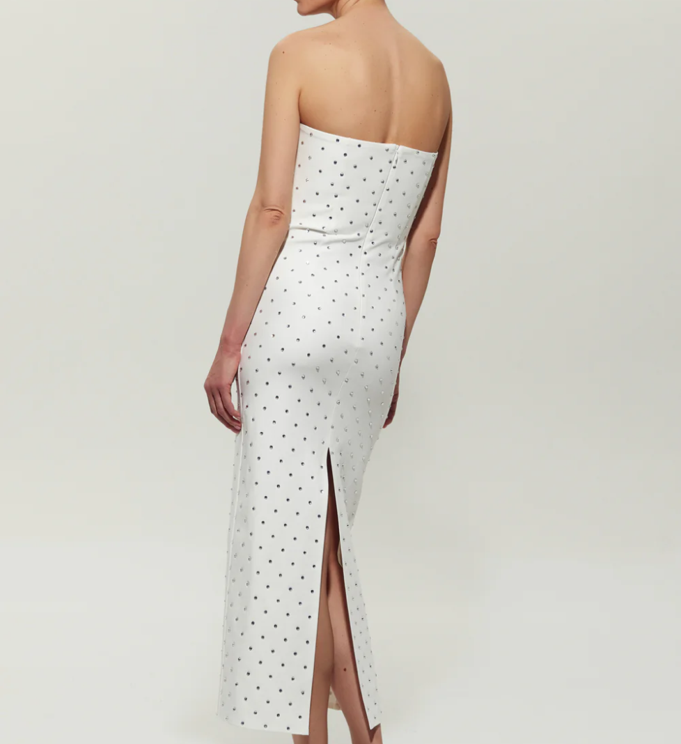 Міді-сукня SEMENENKO з розрізом прикрашена кристалами white