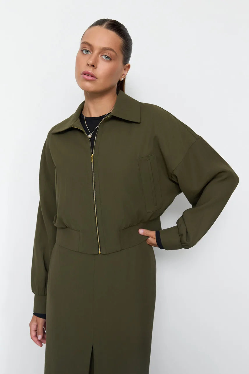 Cropped bomber jacket