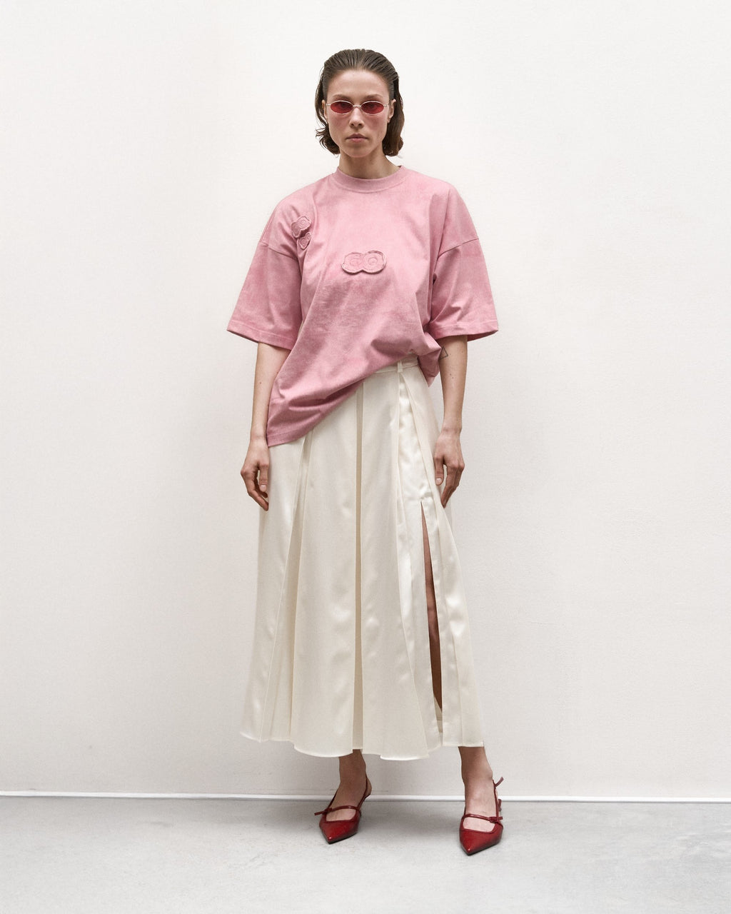 Cпідниця плісе молочна