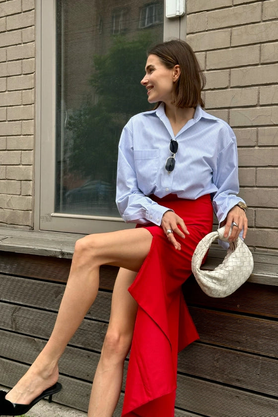 Cotton mini skirt with cut-out detail