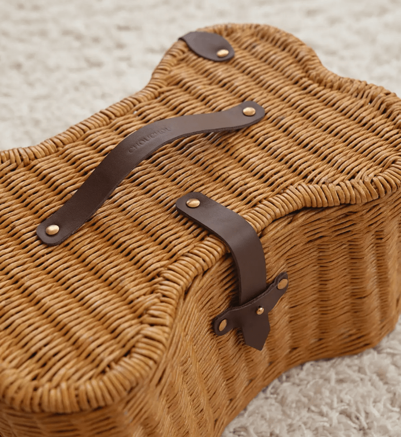 Корзина CHOUCHOU  для іграшок плетена з лози зі вставками шкіри