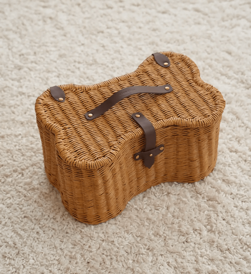 Корзина CHOUCHOU  для іграшок плетена з лози зі вставками шкіри
