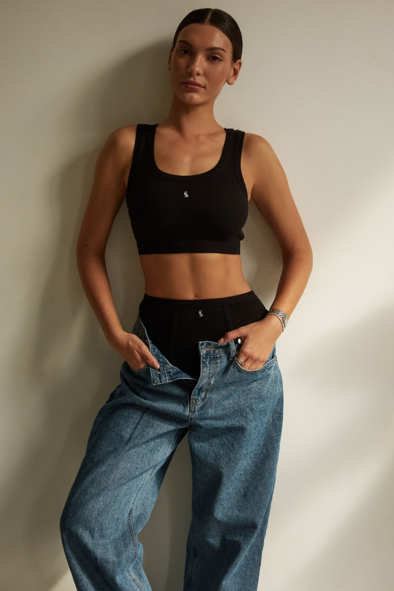 Black Ribbed Boxer Shorts