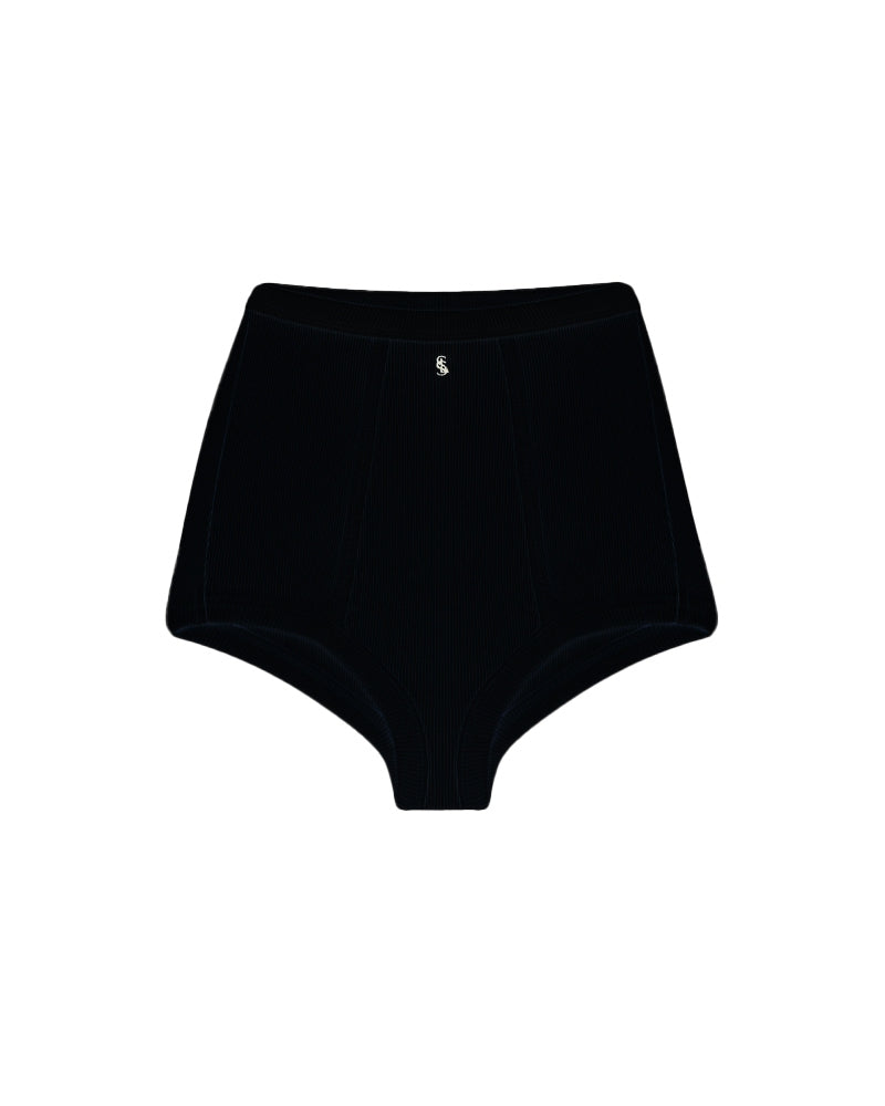 Black Ribbed Boxer Shorts