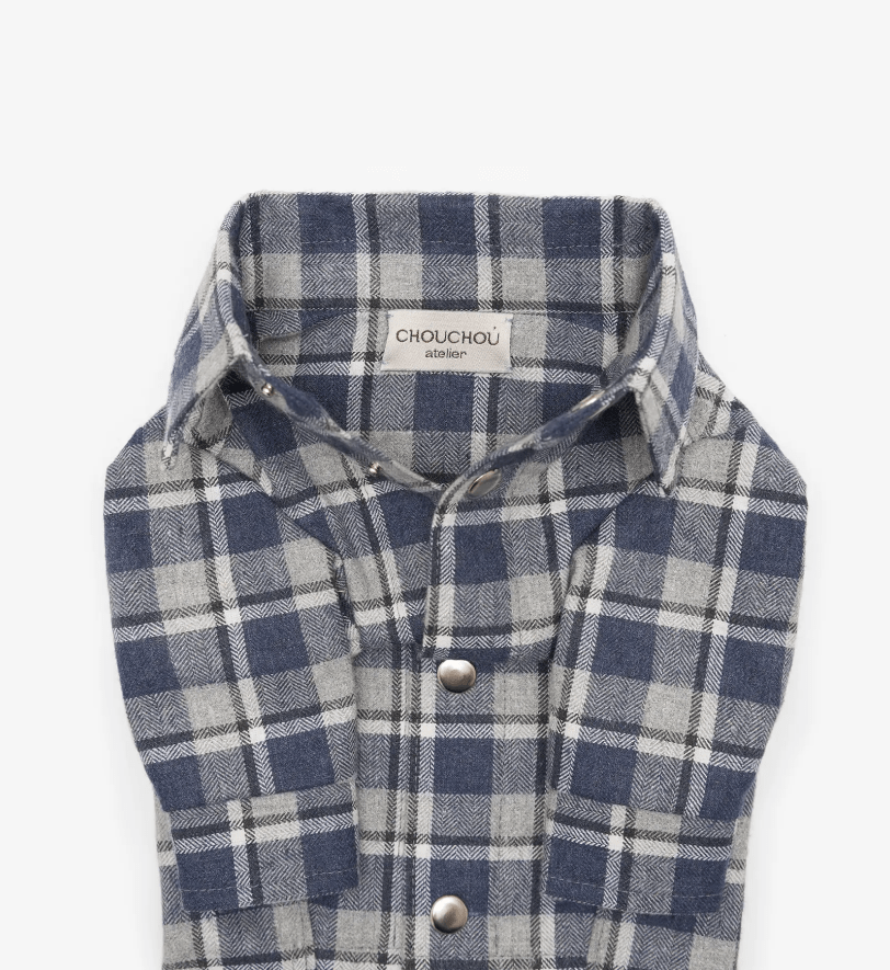 Сорочка CHOUCHOU картата для собак темно-синя