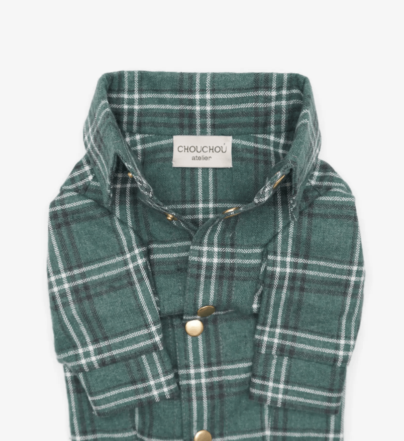 Сорочка CHOUCHOU картата для собак зелена