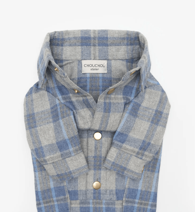 Сорочка CHOUCHOU картата для собак блакитна