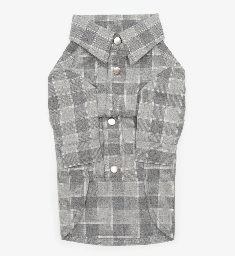 Сорочка CHOUCHOU картата для собак світло-сіра