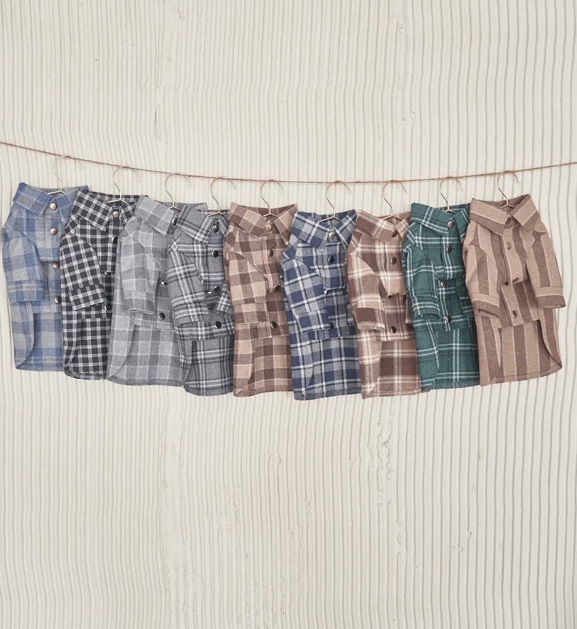 Сорочка CHOUCHOU картата для собак світло-сіра