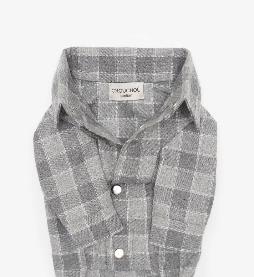 Сорочка CHOUCHOU картата для собак світло-сіра