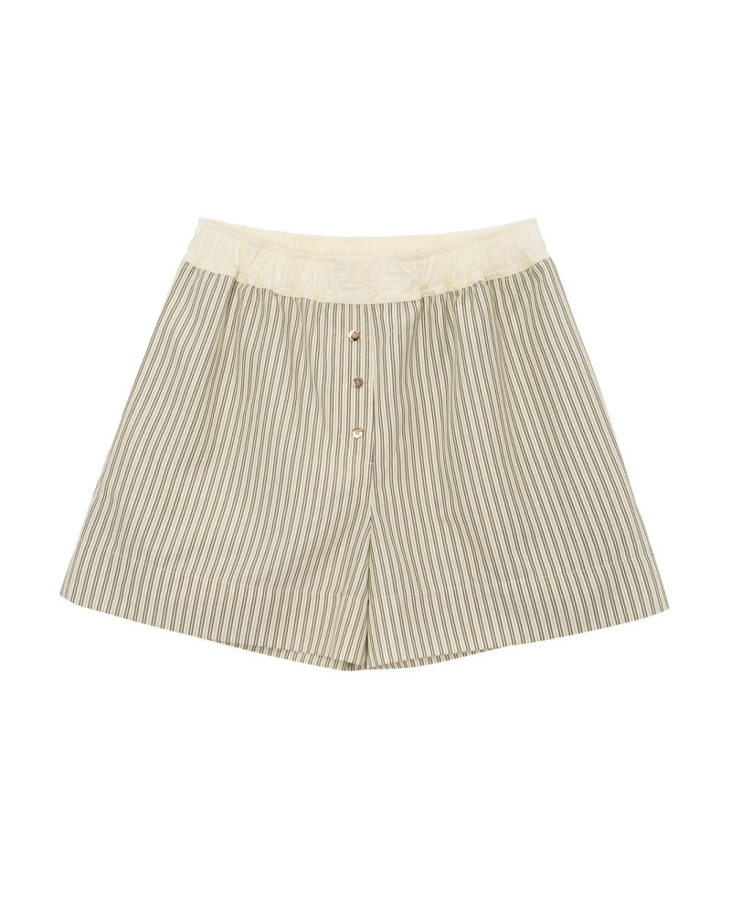 Cotton Boxer Shorts - Vintage Olive Stripe