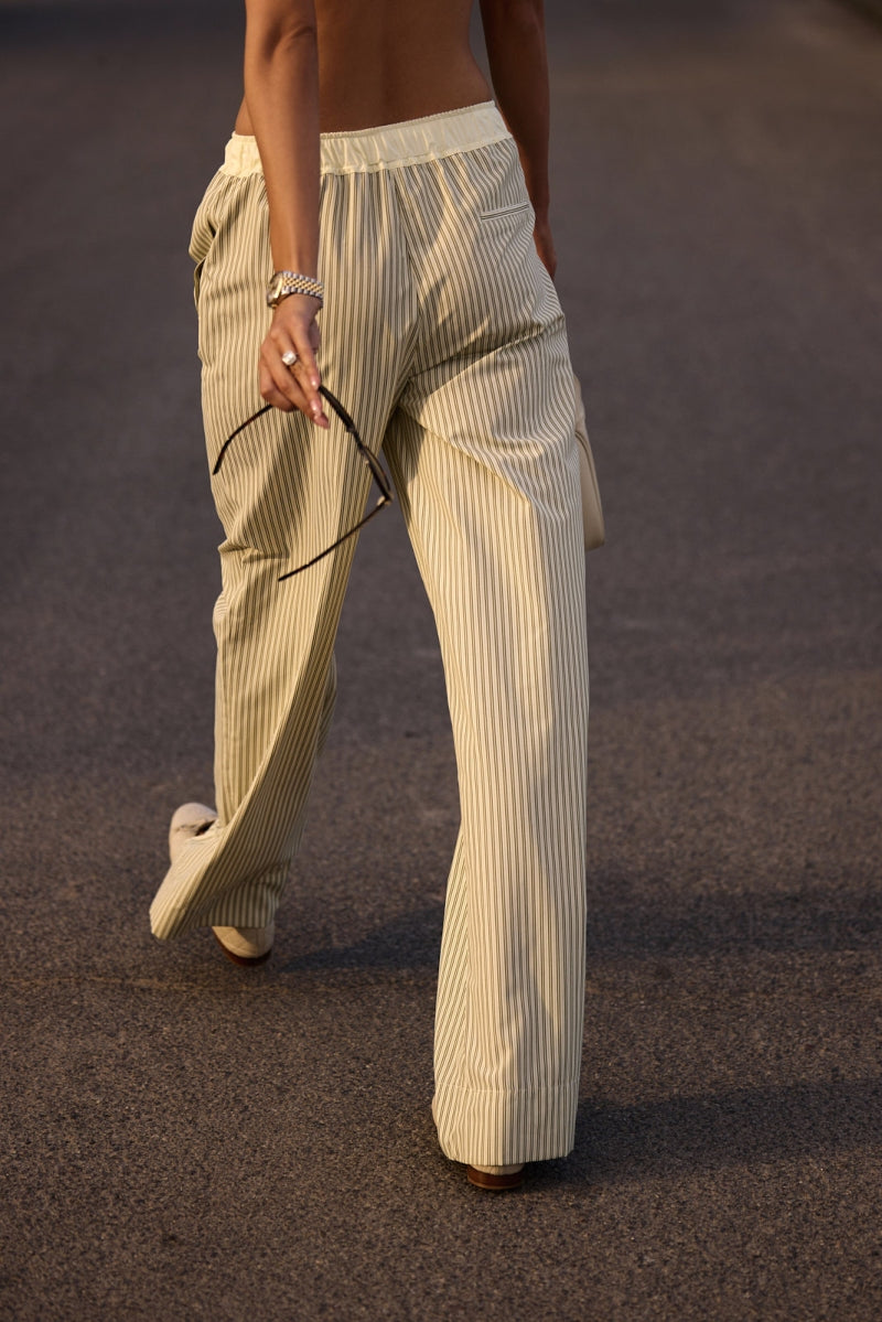 COTTON PULL ON PANTS - VINTAGE OLIVE STRIPE