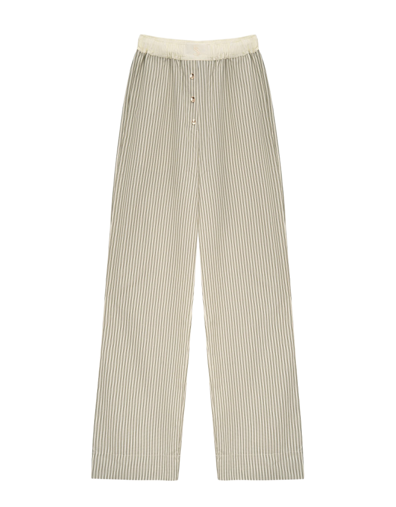 COTTON PULL ON PANTS - VINTAGE OLIVE STRIPE