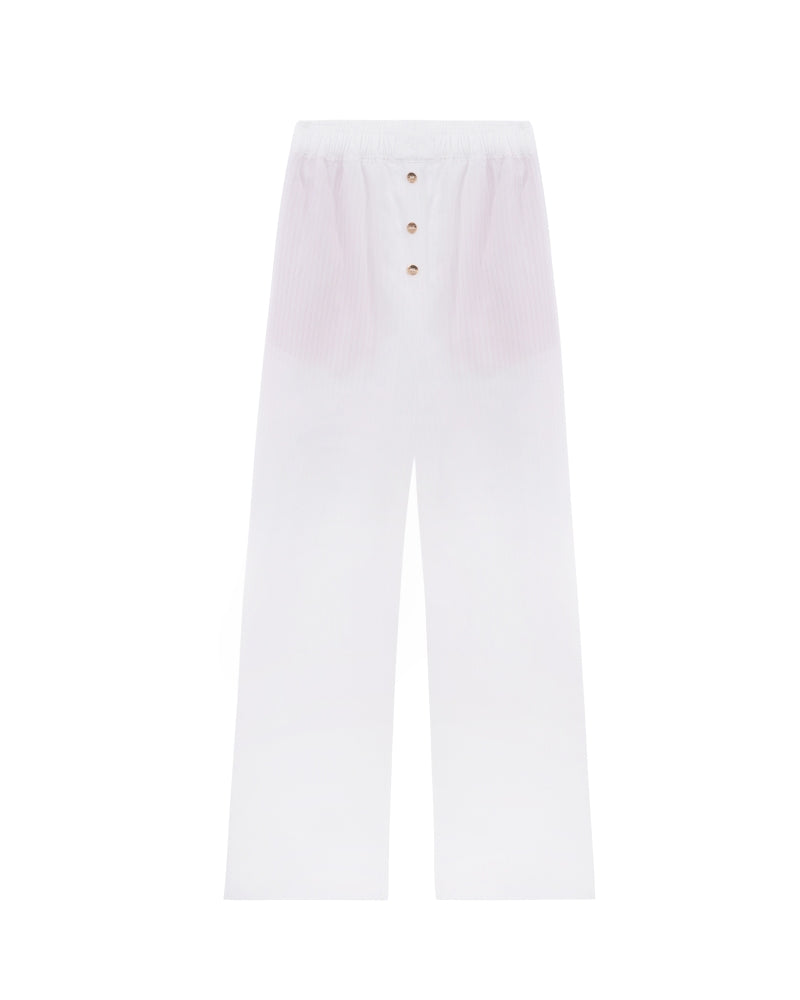 Cotton Pull On Pants - Vintage White Stripe