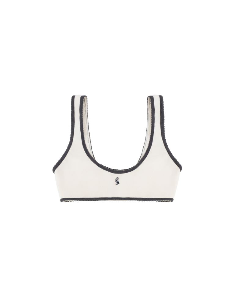 COTTON RIB WHITE/DARK BRALETTE