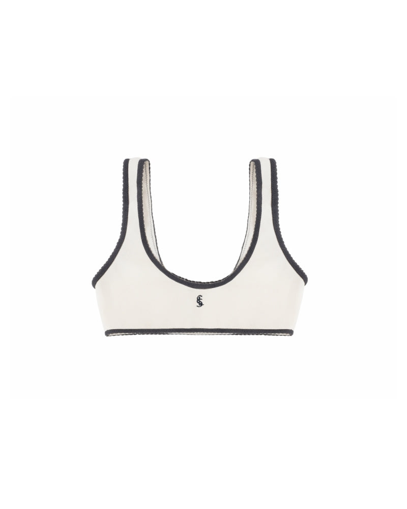 COTTON RIB WHITE/DARK GREY BRALETTE