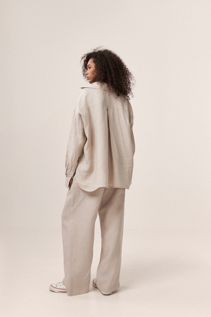 Лляні штани беж