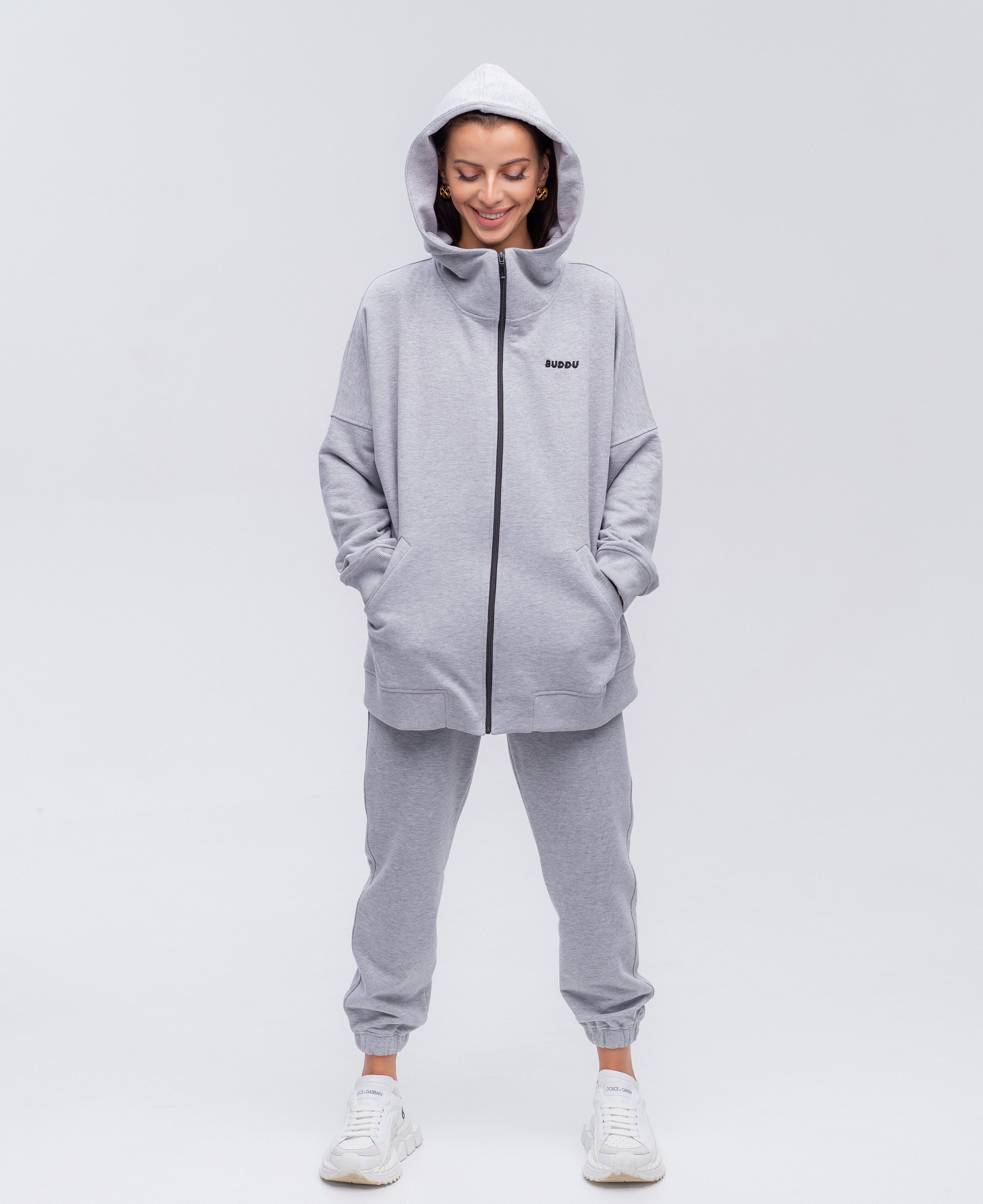 Костюм з худі на замок Light Grey без флісу