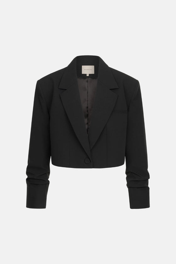 Cropped cotton jacket with gathered sleeves