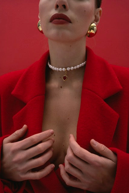 PEARLS CHOKER WITH HEART - фото 46