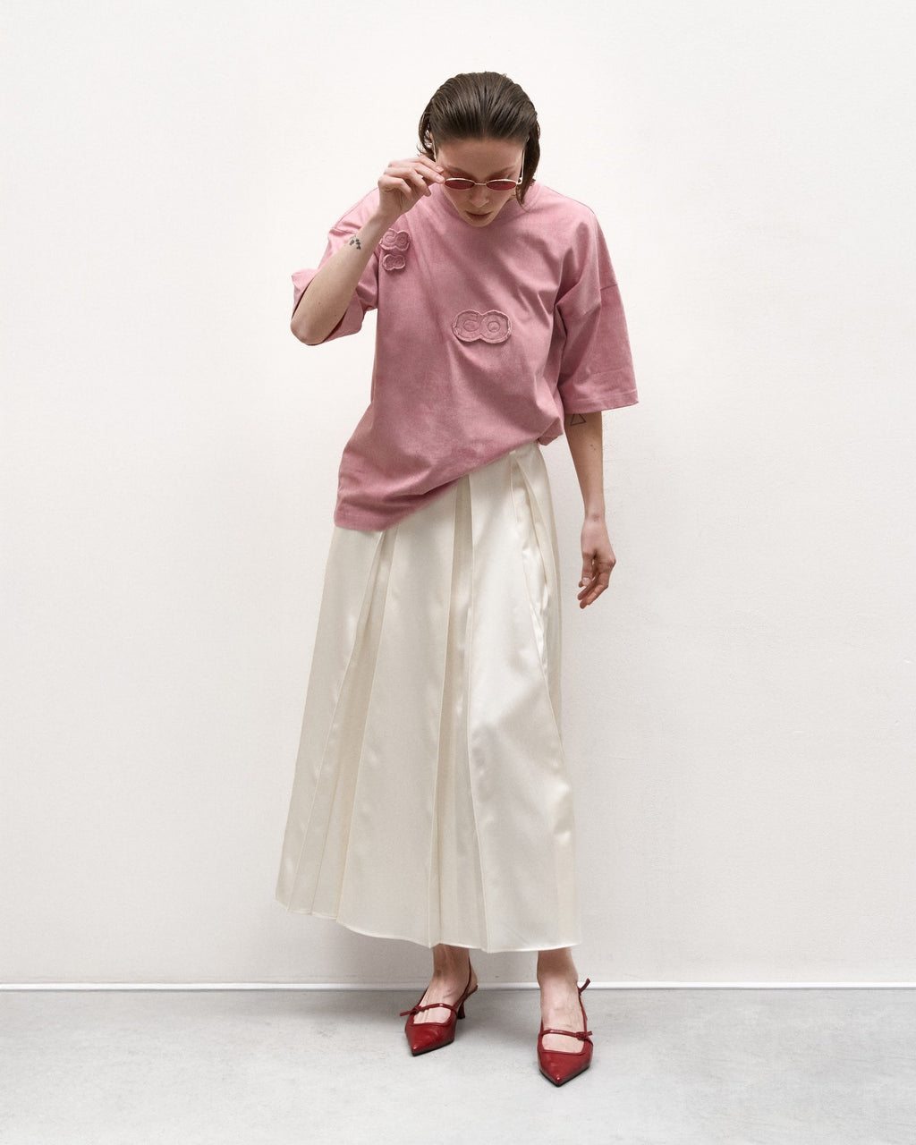 Cпідниця плісе молочна