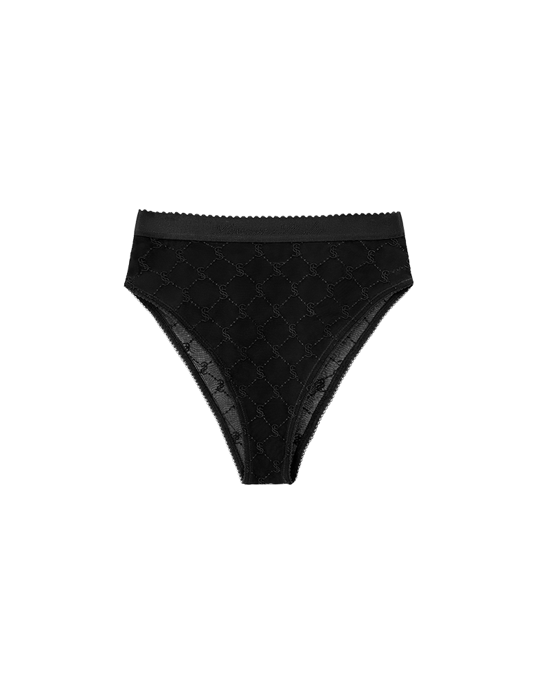 EMBROIDERED LACE HIGH-WAISTED BRIEFS
