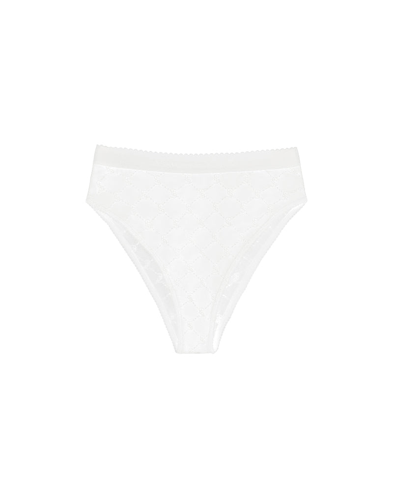 EMBROIDERED LACE HIGH-WAISTED BRIEFS WHITE