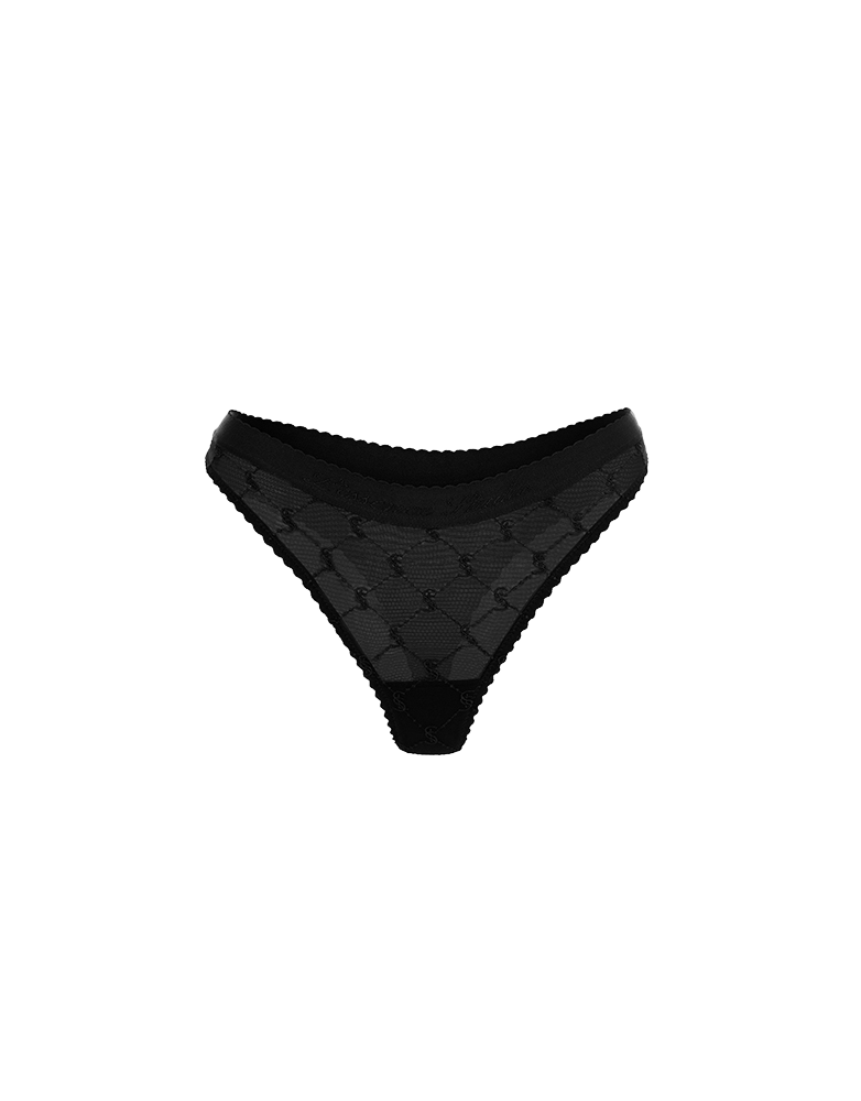EMBROIDERED LACE HIGH-WAISTED THONGS - фото 6