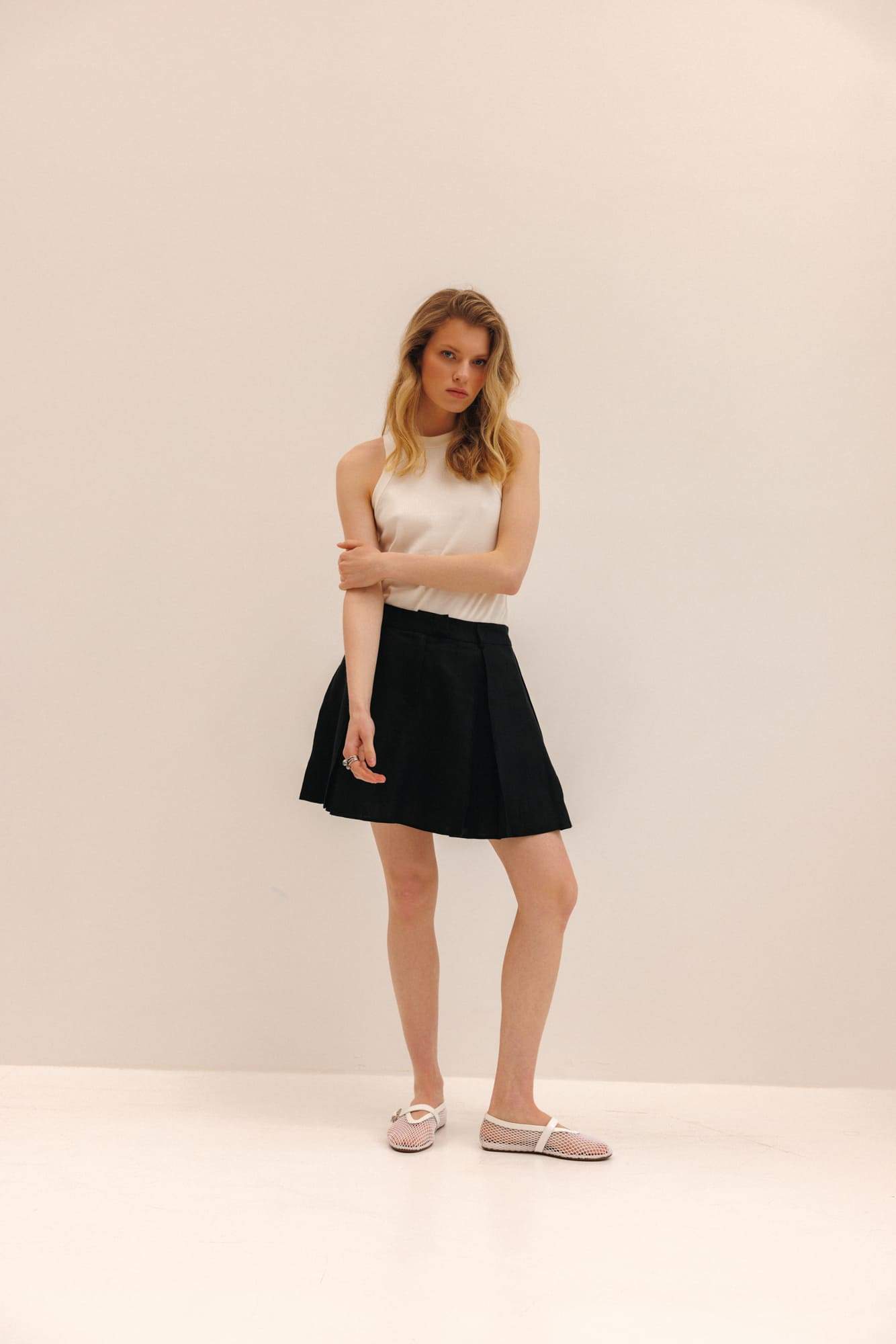 Спідниця плісе лляна чорна