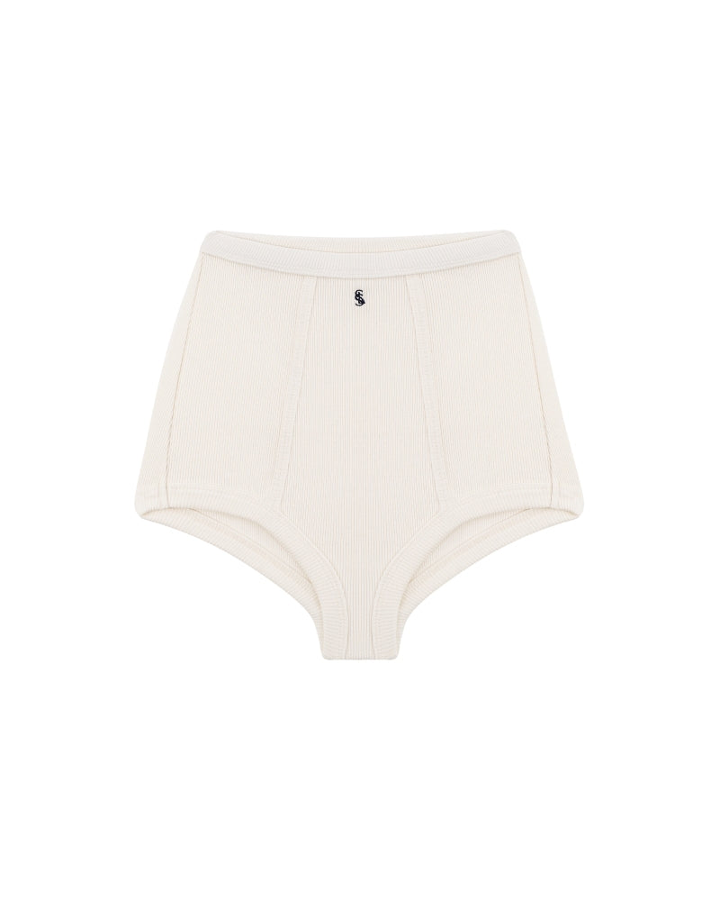 IVORY RIBBED BOXER SHORTS